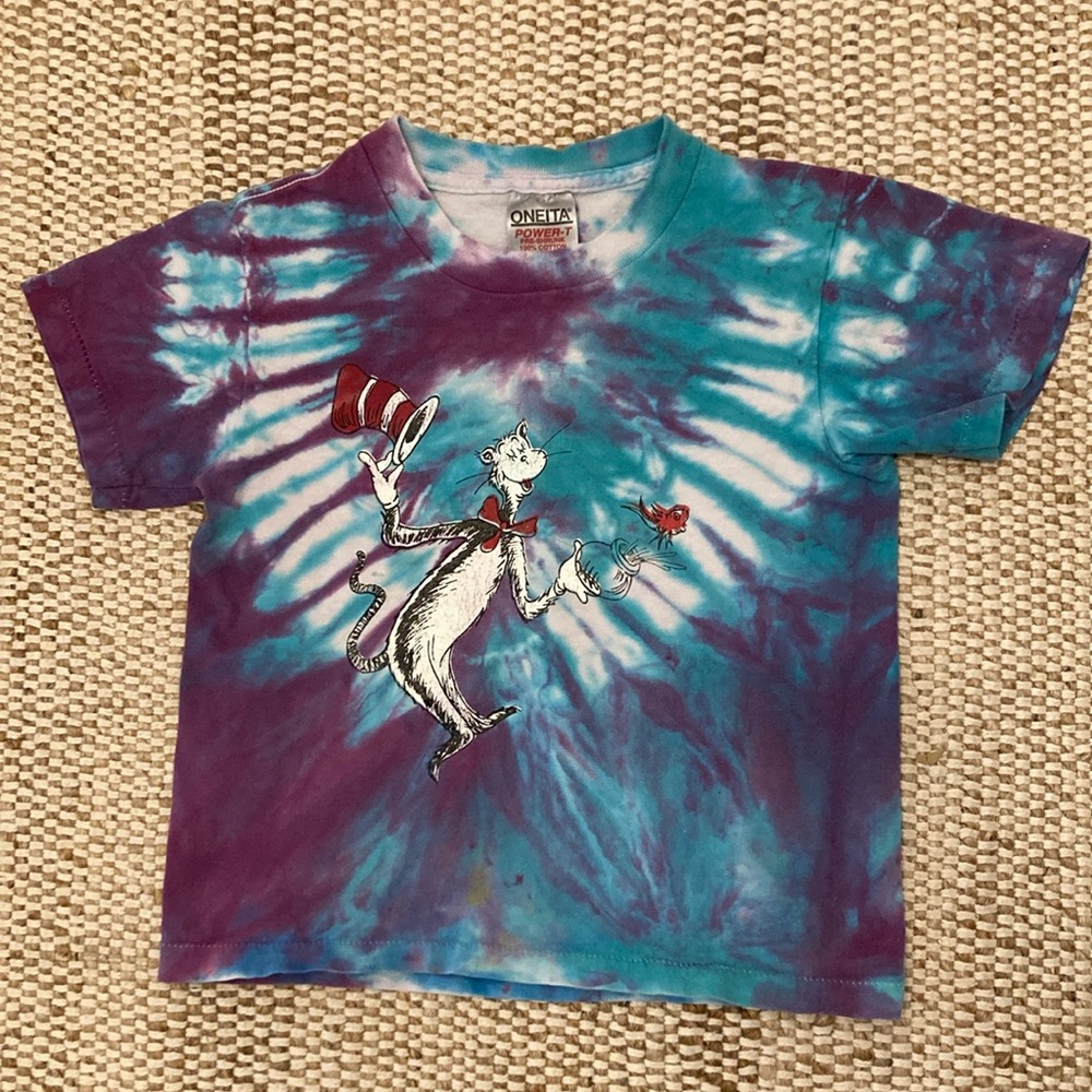 VNTG Cat in the Hat Grateful Dead RARE Parking Lot Tie Dye Tour Shirt Unisex 6-8